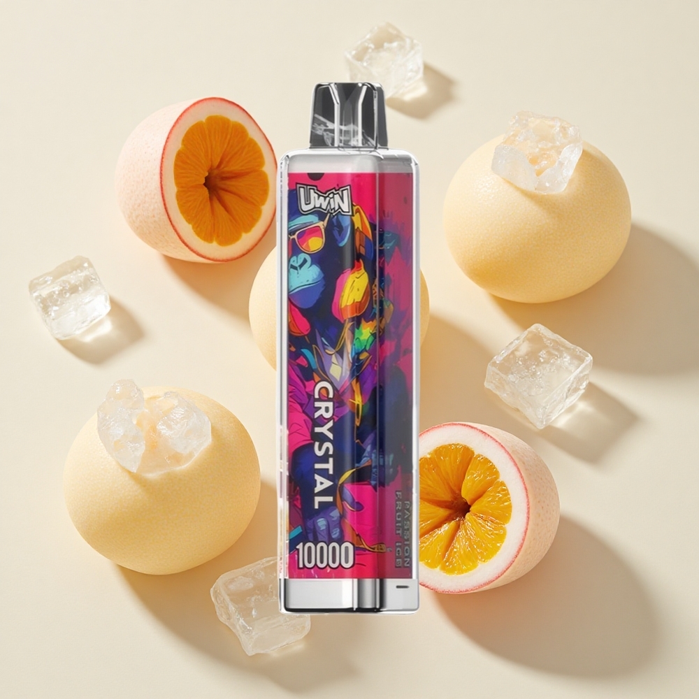Uwin Crystal 10000 Puffs (RGB-tuled) Passion Fruit Ice (Kirg-vili Jää)