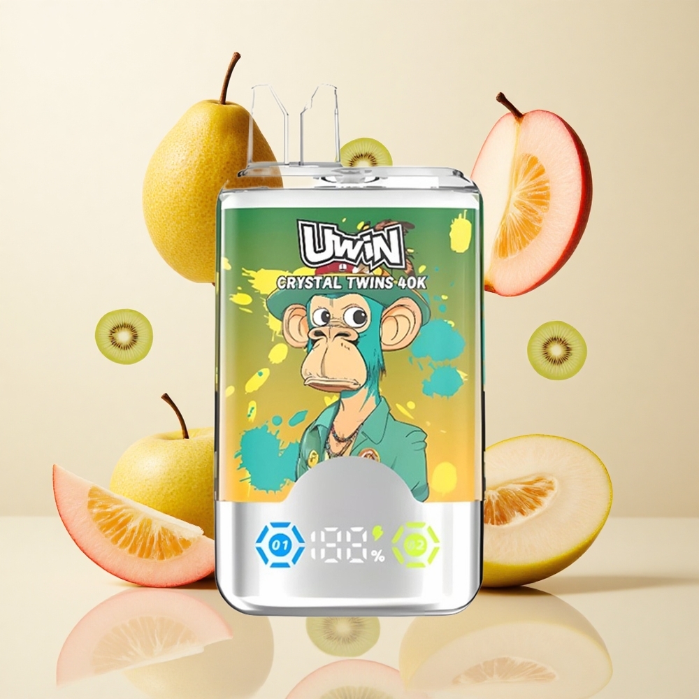 Uwin Crystal Twins 40000 Puffs Kiivi Maracuja Guaiava Kaks Õuna