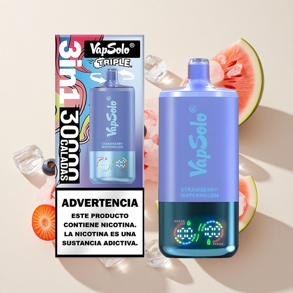 VapSolo Triple 30000 Puffs Maasikamelon & Mustikajää (40ml)