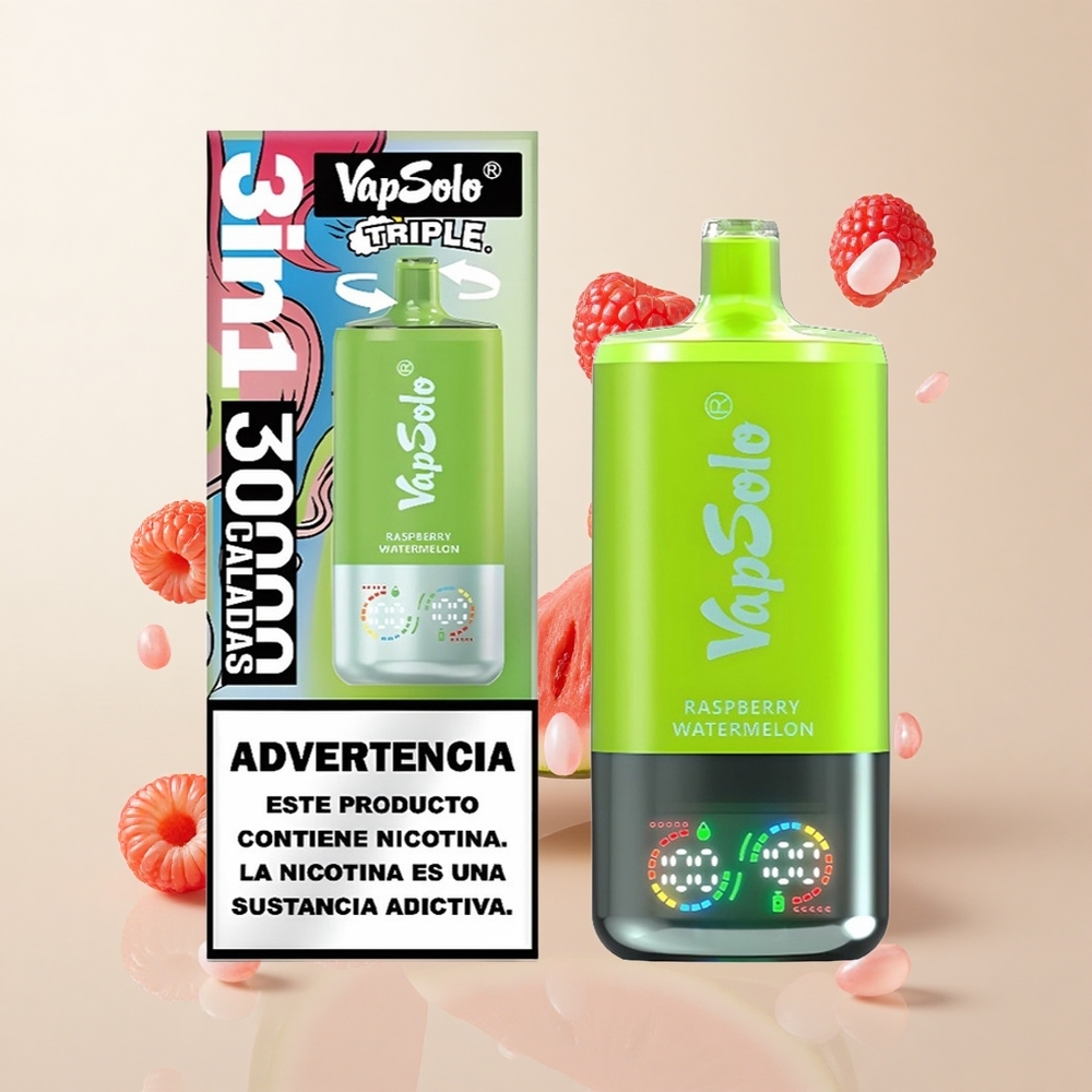 VapSolo Triple 30000 Puffs Vaarikas-Arbuus