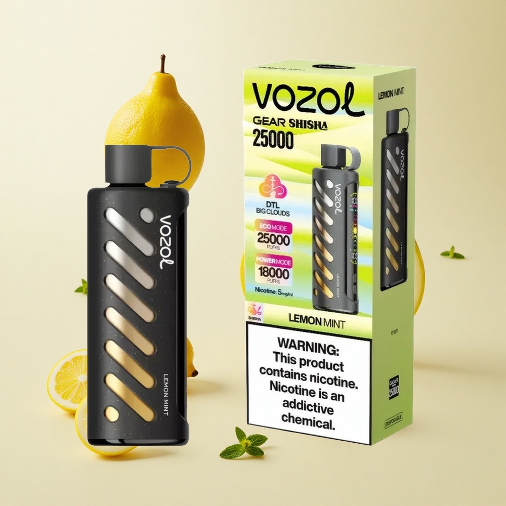 VOZOL Gear Shisha 25000 Puffs Sidrunimünt & 1000mAh aku