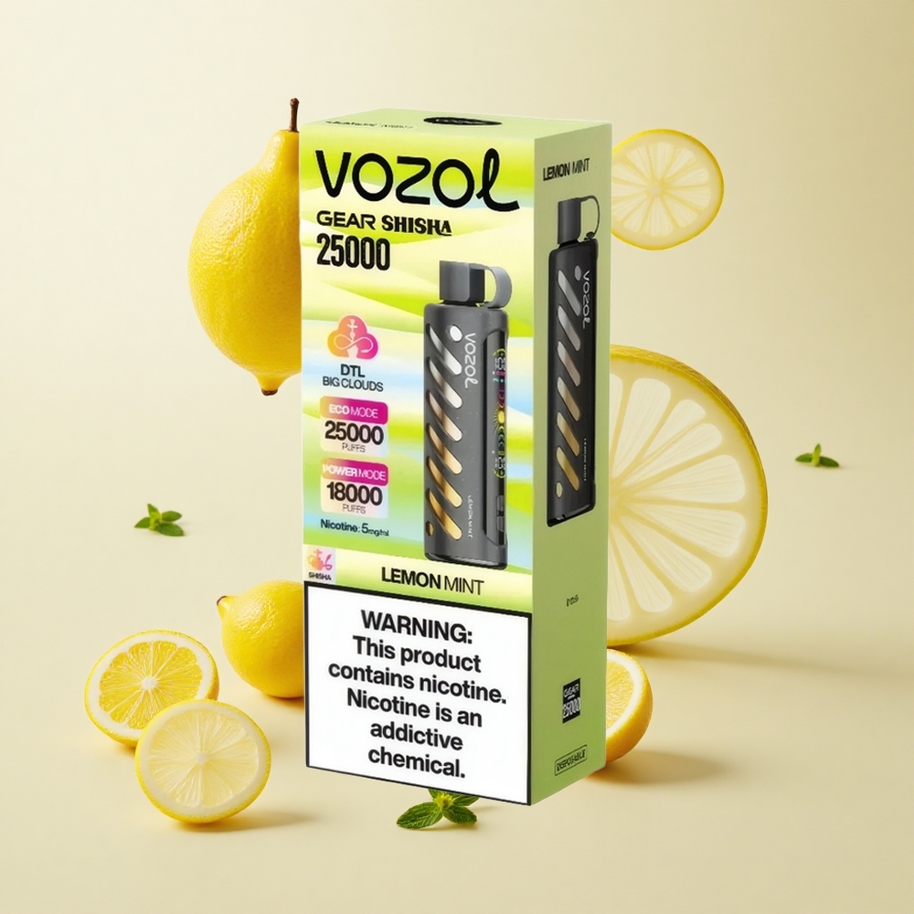 VOZOL Gear Shisha 25000 Puffs Sidrunimünt & 1000mAh aku