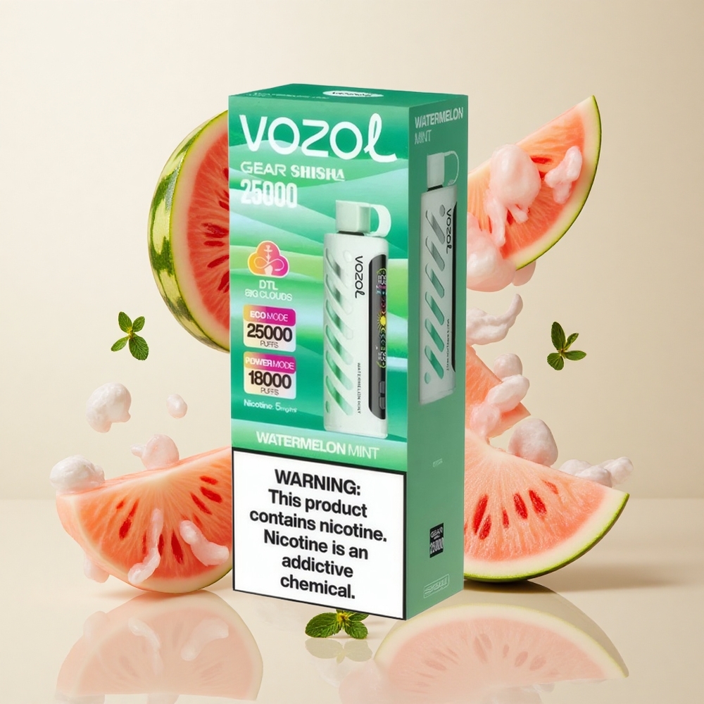 VOZOL Gear Shisha 25000 Tõmmet, 1000mAh Patarei, Arbuusi-Mündi Maitse
